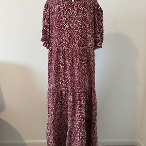 Chic Maroon polka dot Maxi Dress